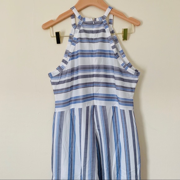 Italian Blue Stripe Jumpsuit with Pockets - Picture 11 of 16